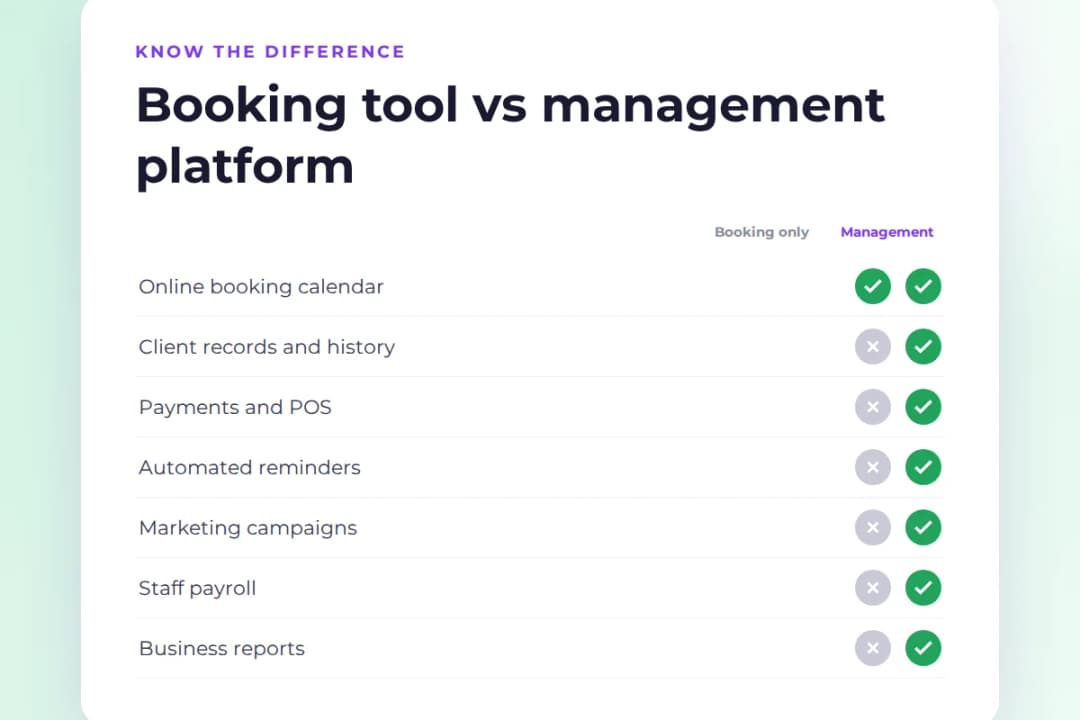 Salon management software vs booking software comparison