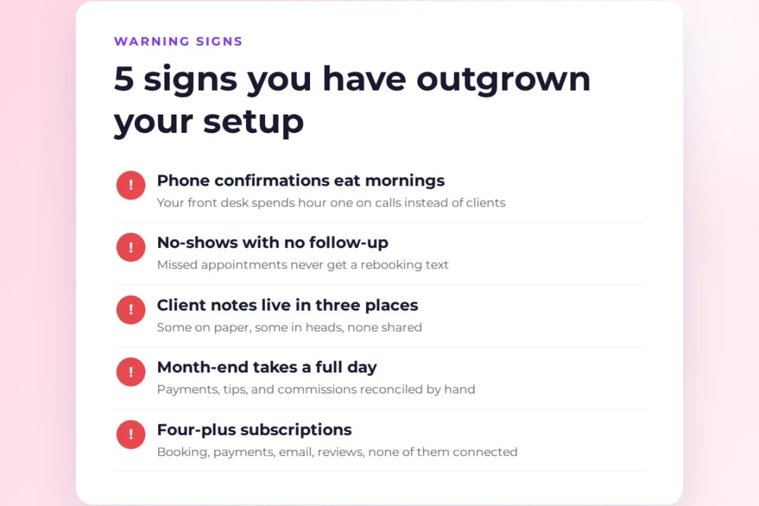 Five signs you have outgrown your current salon software setup