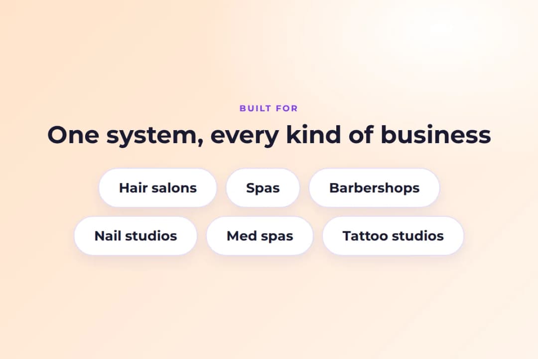 Businesses that need salon management software: hair salons, spas, barbershops, nail studios, med spas